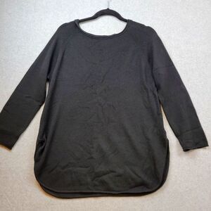 Lusso Cashmere Sweater Black Hallie Pullover Knit Tunic Top M